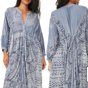 Free People Oh My Mix Print Maxi Dress In blue $178